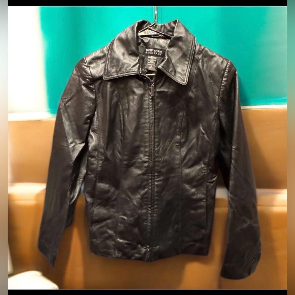 New York & Company Black faux Leather Jacket SMALL - Picture 2 of 7